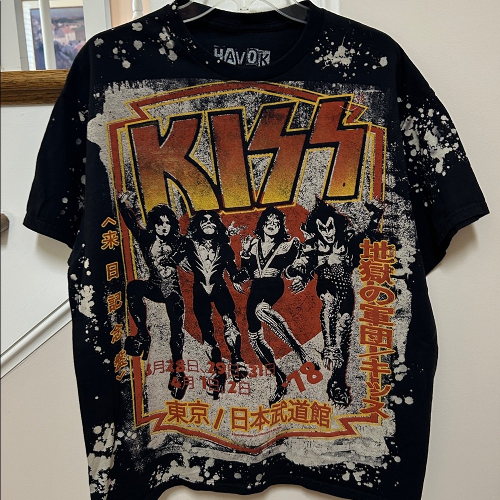 Liquid Blue Destroyer Havok XL Black paint splatter KISS T-Shirt